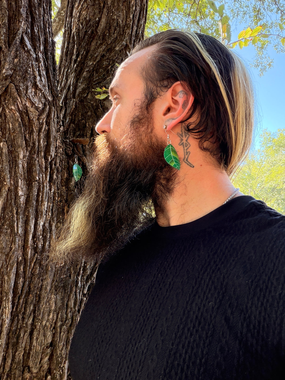 Green Leaf Resin Earrings