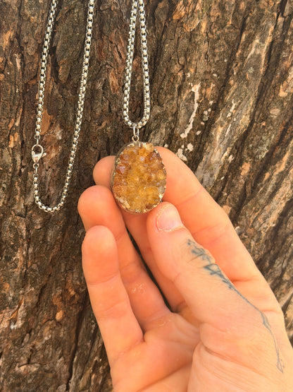 The Golden Hour — Citrine Druzy Pendant Necklace