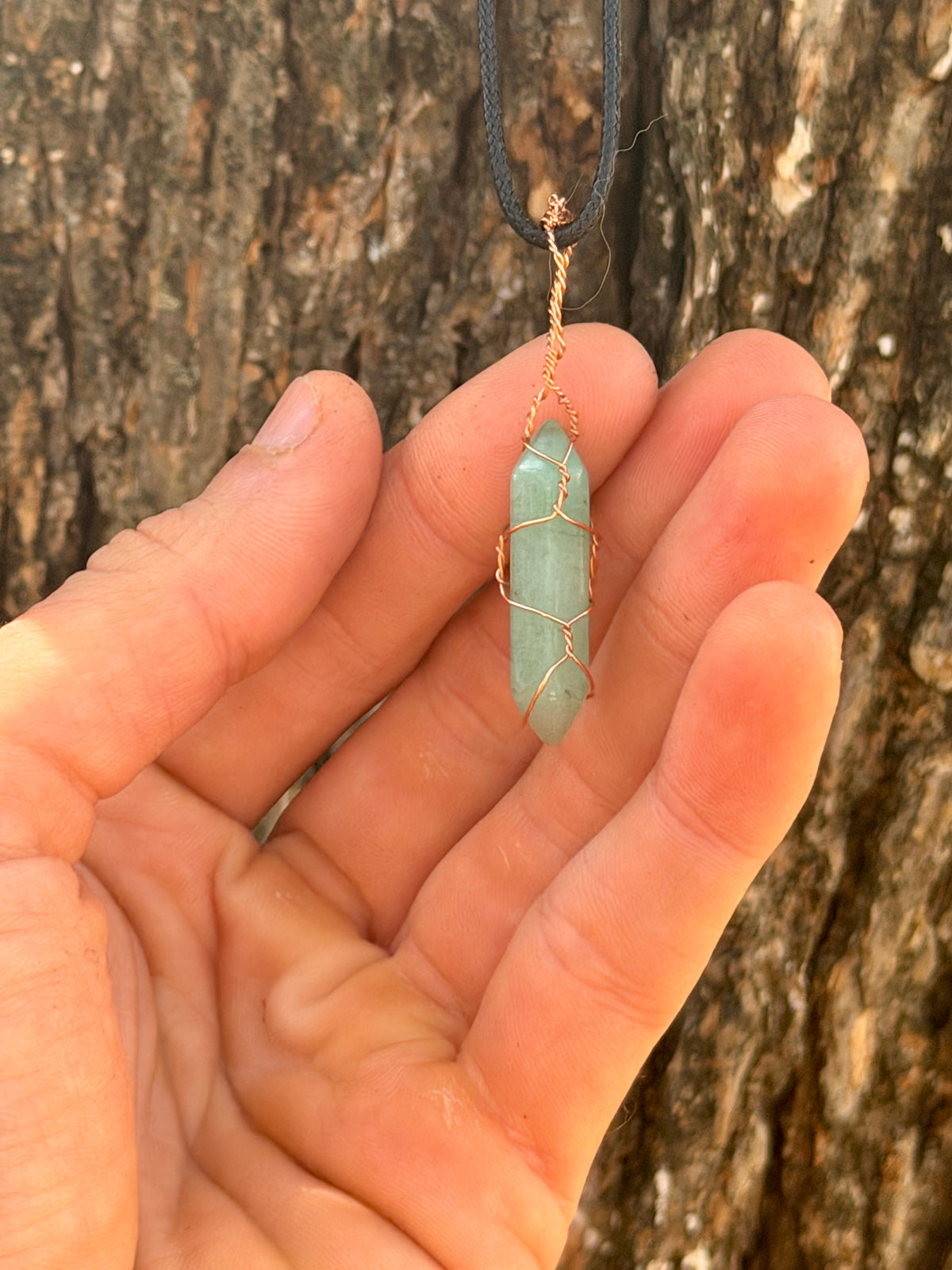 The Lucky Point — Hand-Wrapped Green Aventurine Necklace