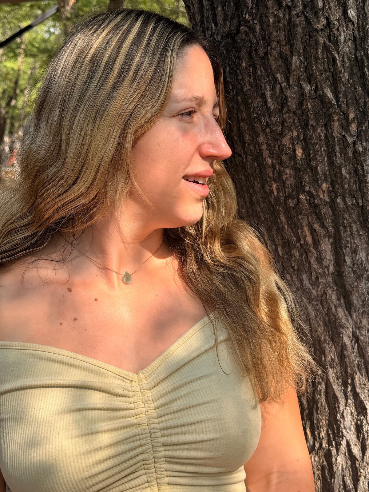 Raw Green Aventurine Necklace – Gold Chain