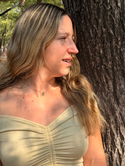 Raw Green Aventurine Necklace – Gold Chain
