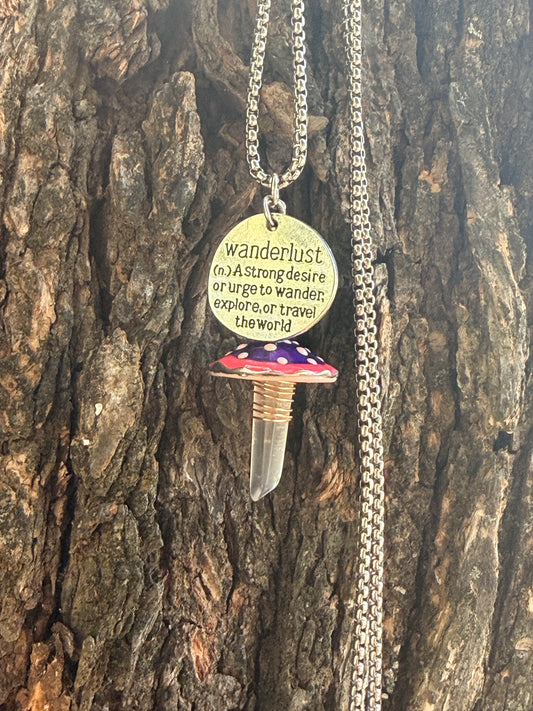 Wanderlust Mushroom & Crystal Pendant