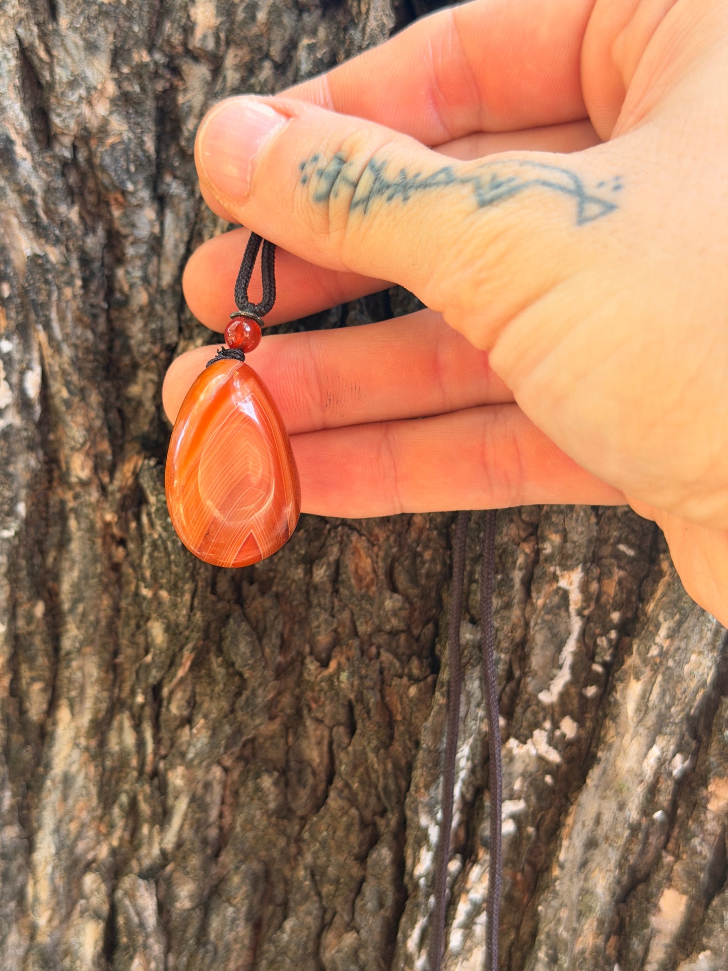 Sunset Banded Agate Teardrop Pendant