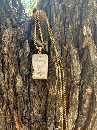 Amethyst Druzy Slice Pendant – Gold Plated