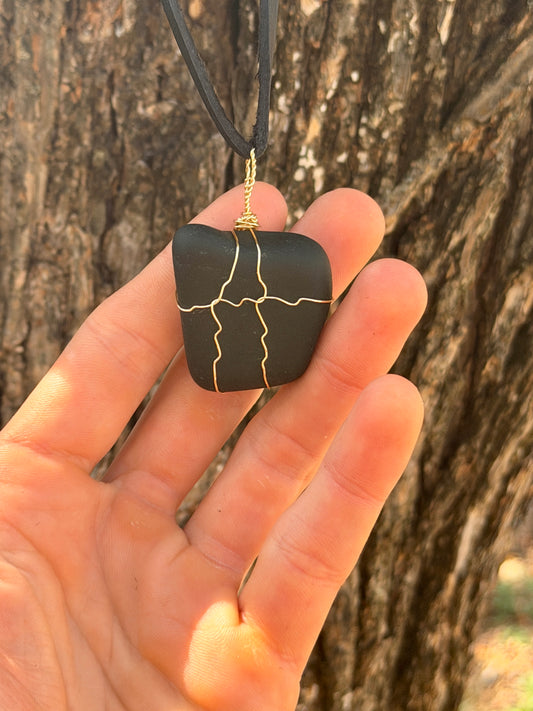 The Black Sentinel — Hand-Wrapped Black Jasper Necklace