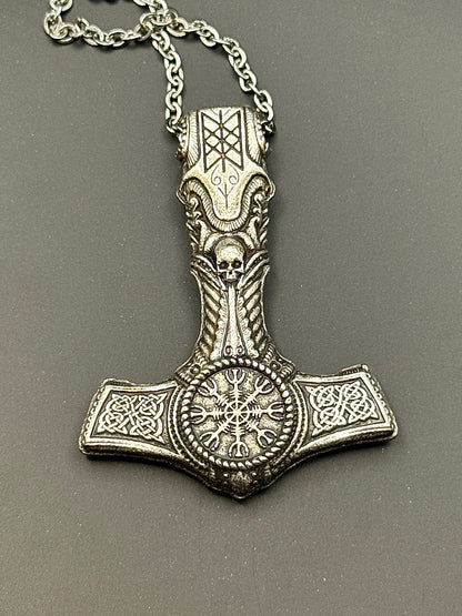 Skull Mjolnir Necklace