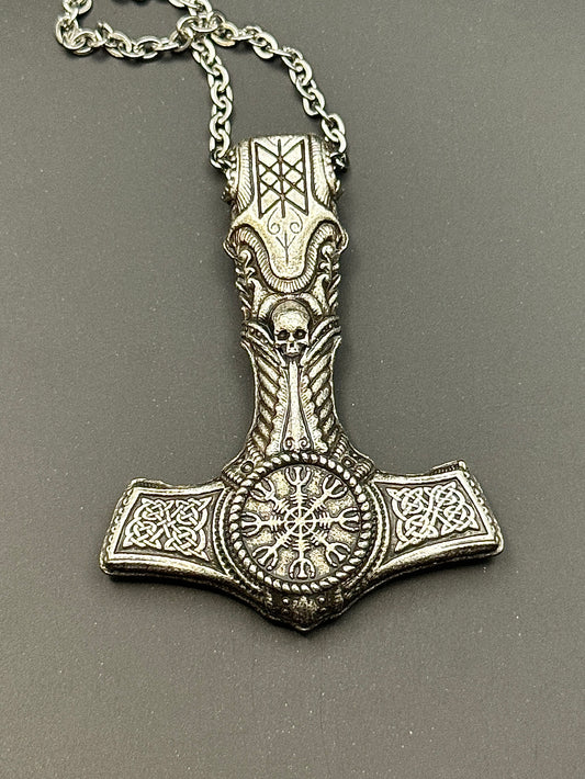 Skull Mjolnir Necklace