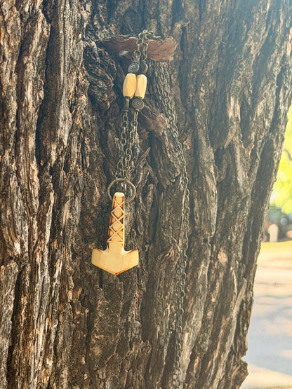 Handcrafted Bone Mjolnir Pendant
