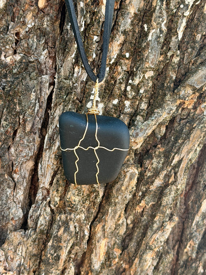 The Black Sentinel — Hand-Wrapped Black Jasper Necklace
