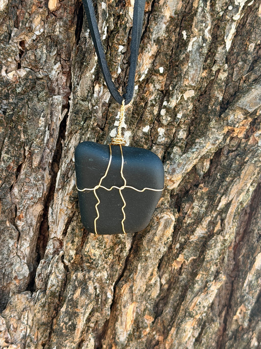 The Black Sentinel — Hand-Wrapped Black Jasper Necklace