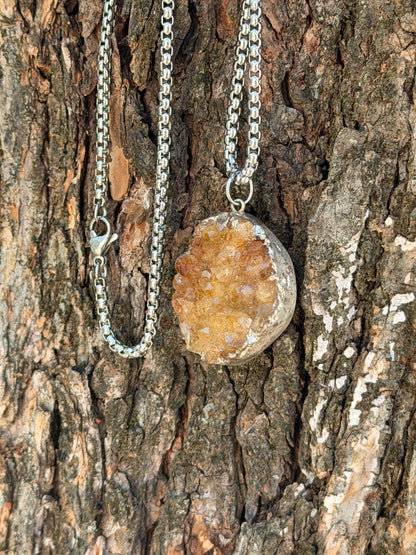 The Golden Hour — Citrine Druzy Pendant Necklace