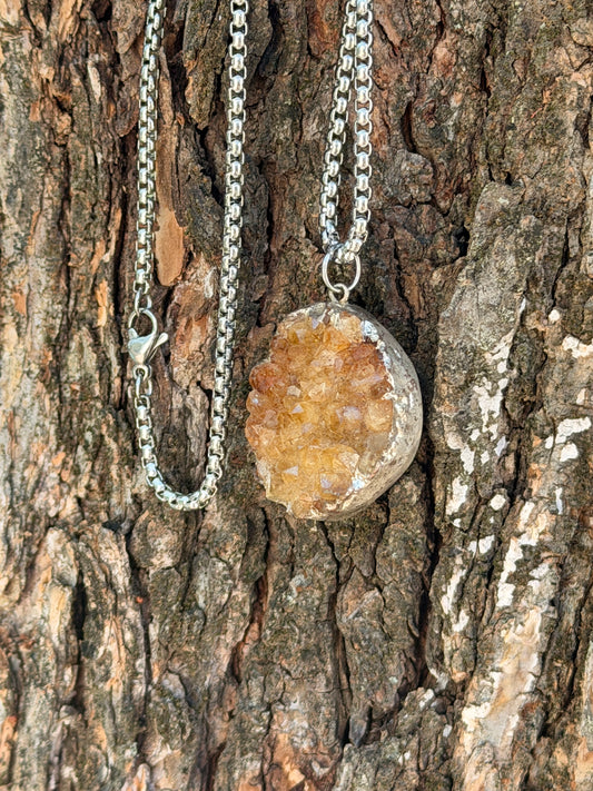 The Golden Hour — Citrine Druzy Pendant Necklace