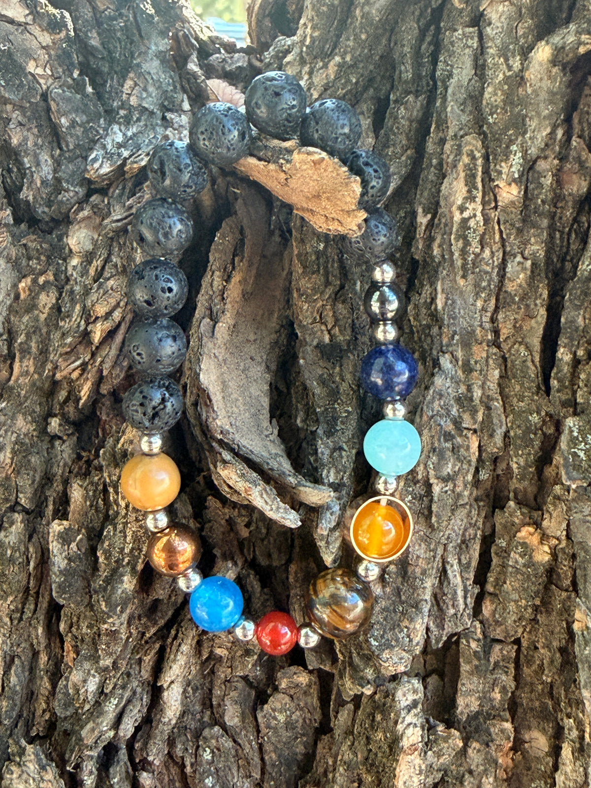 Solar System Planet Bracelet with Lava Stone