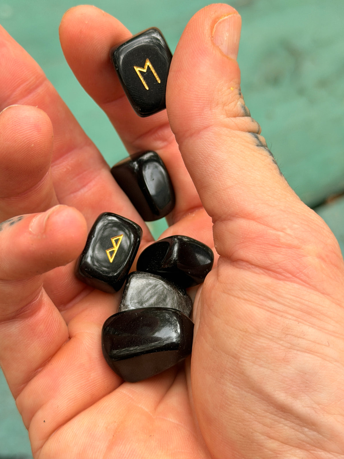 Obsidian Elder Futhark Rune Set