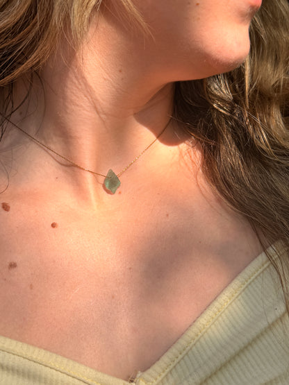 Raw Green Aventurine Necklace – Gold Chain