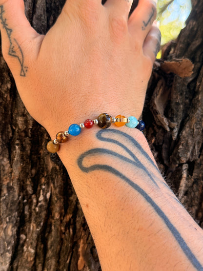 Solar System Planet Bracelet with Lava Stone