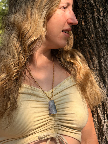 Amethyst Druzy Slice Pendant – Gold Plated