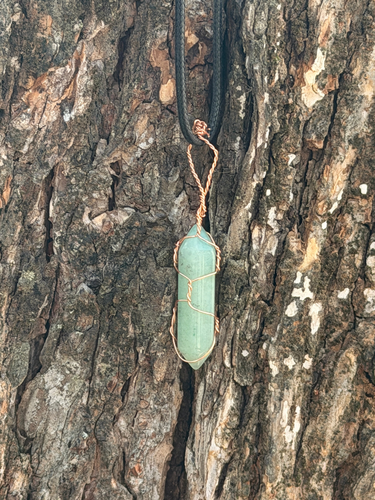 The Lucky Point — Hand-Wrapped Green Aventurine Necklace