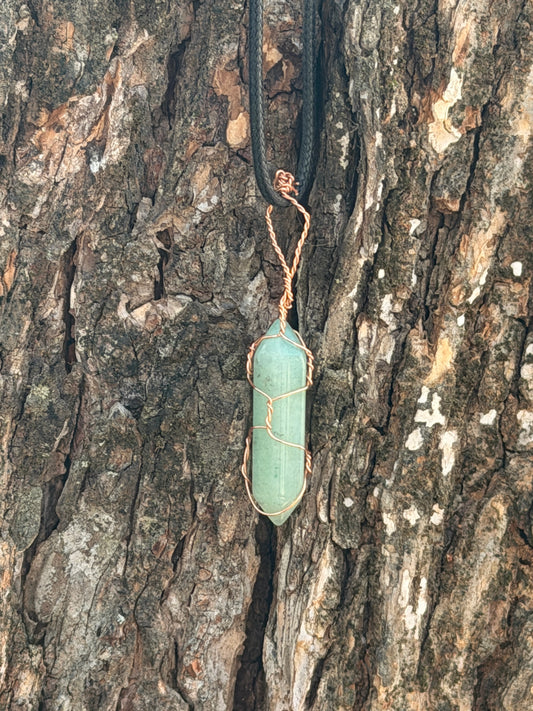 The Lucky Point — Hand-Wrapped Green Aventurine Necklace