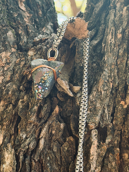 Peacock Ore Pendant – Copper Wire Wrapped