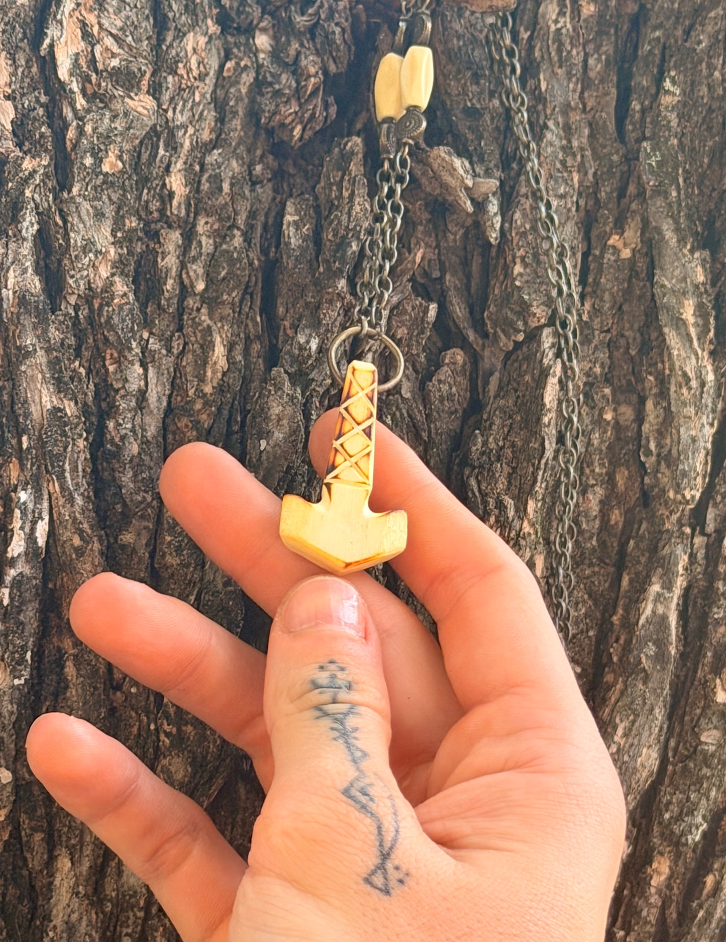 Handcrafted Bone Mjolnir Pendant