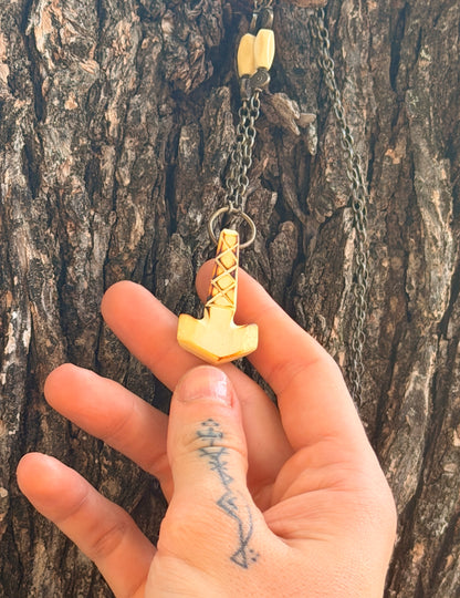 Handcrafted Bone Mjolnir Pendant