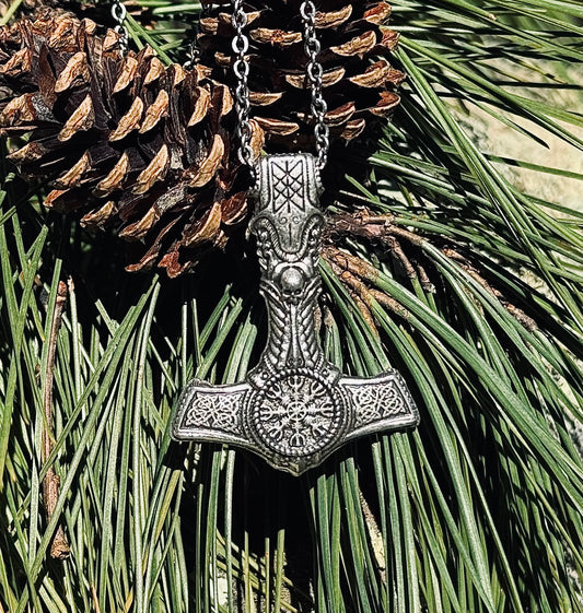 Skull Mjolnir Necklace