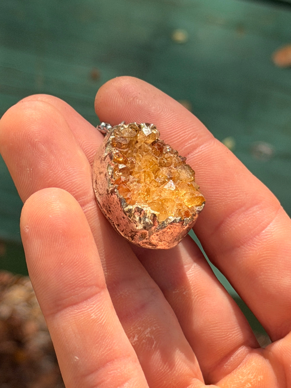 The Golden Hour — Citrine Druzy Pendant Necklace