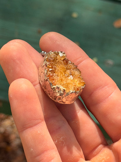 The Golden Hour — Citrine Druzy Pendant Necklace
