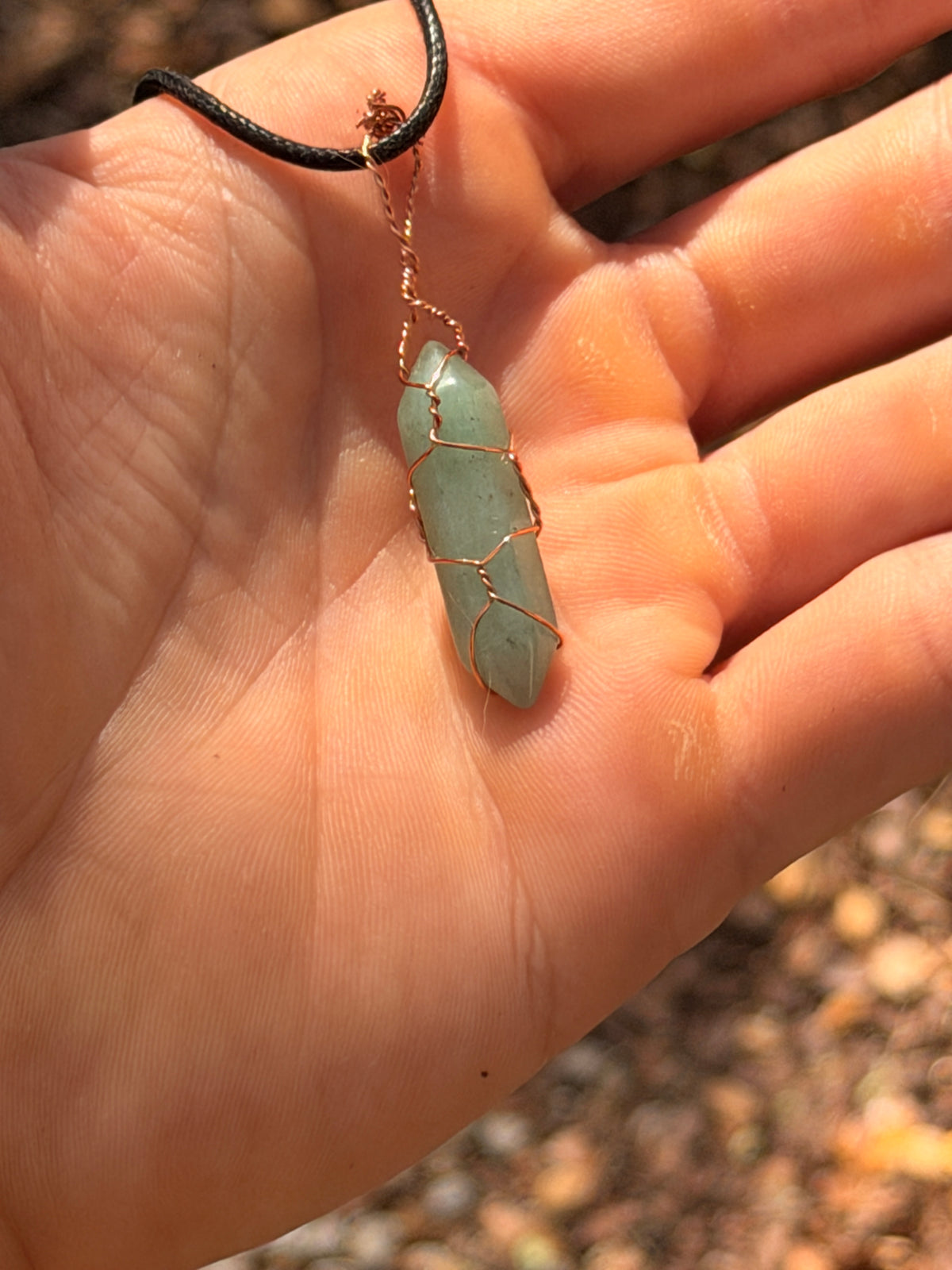 The Lucky Point — Hand-Wrapped Green Aventurine Necklace