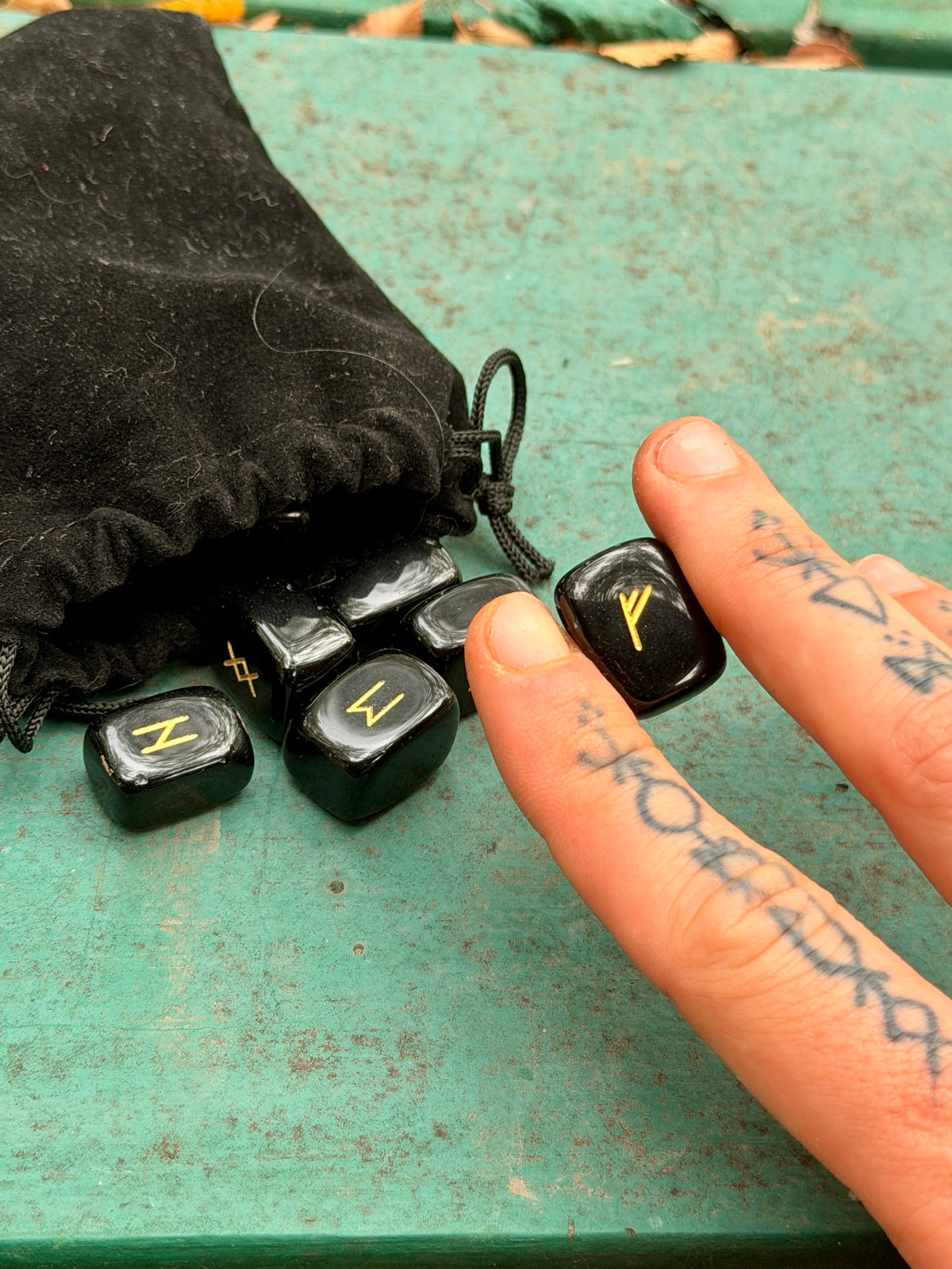 Obsidian Elder Futhark Rune Set