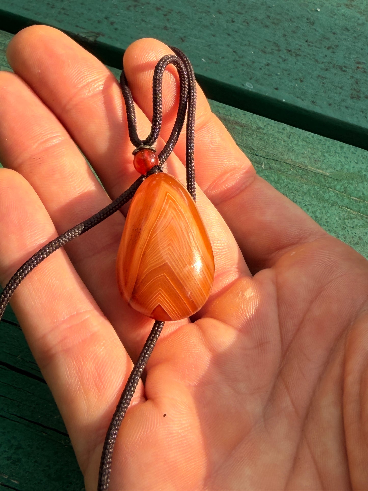 Sunset Banded Agate Teardrop Pendant