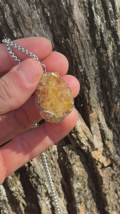 The Golden Hour — Citrine Druzy Pendant Necklace